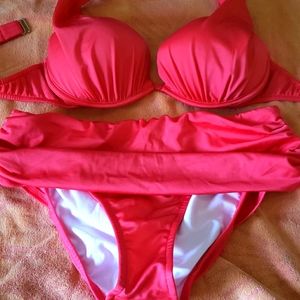 Beautiful coral color bleu rod beattie swimsuit.